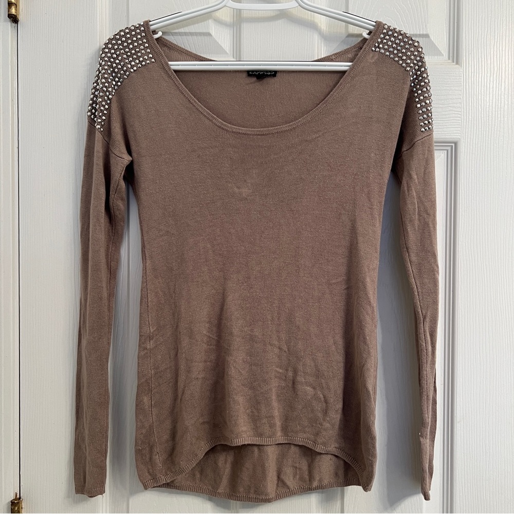 Express Rhinestone Shoulder Sweater